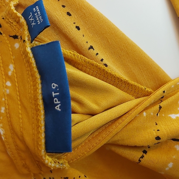 Apt 9 Yellow Plaid Flutter Sleeve Blouse Top 2X XXL - Picture 6 of 7